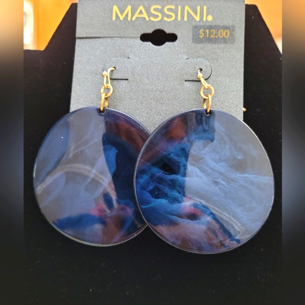 Blue circle dangle earrings